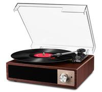 Record Player, VOKSUN Bluetooth Vinyl Turntable with Built-in Stereo Speaker Belt-Driven Vintage Phonograph Record Player Vinyl Player, 3 Speed Turntable with Digital Encoder, USB, RCA, Aux IN, Walnut