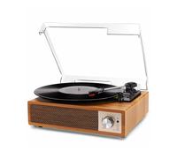 Record Player, VOKSUN Bluetooth Vinyl Turntable with Built-in Stereo Speaker Belt-Driven Vintage Phonograph Record Player Vinyl Player, 3 Speed Turntable with Digital Encoder, USB, RCA, Aux IN, Wood