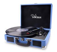 Record Player, VOKSUN Portable Bluetooth Vinyl Turntable, Built-in 2 Stereo Speakers, 3-Speed 33/45/78 RPM Suitcase Vinyl LP Player, Supports Vinyl to MP3 Recording, AUX/USB Encoding/RCA/Headphone
