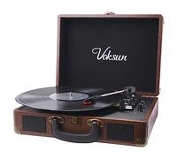Record Player, VOKSUN Portable Bluetooth Vinyl Turntable, Built-in 2 Stereo Speakers, 3-Speed 33/45/78 RPM Suitcase LP Player, Supports Vinyl to MP3 Recording, AUX/USB Encoding/RCA/Headphone