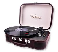 Record Player, VOKSUN Portable Bluetooth Vinyl Turntable with Built-in Stereo Speakers, 3-Speed Belt-Drive Suitcase Vinyl LP Player, Supports Vinyl to MP3 Recording, AUX/USB/RCA/Headphone Jack