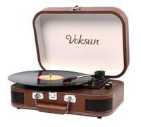 Record Player, VOKSUN Portable Bluetooth Vinyl Turntable with Built-in Stereo Speakers, 3-Speed Belt-Drive Suitcase Vinyl LP Player, Supports Vinyl to MP3 Recording, AUX/USB/RCA/Headphone Jack