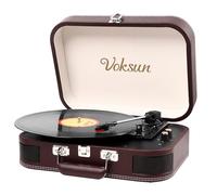 Record Player, VOKSUN Portable Bluetooth Vinyl Turntable with Built-in Stereo Speakers, 3-Speed Belt-Drive Suitcase Vinyl LP Player, Supports Vinyl to MP3 Recording, AUX/USB/RCA/Headphone Jack