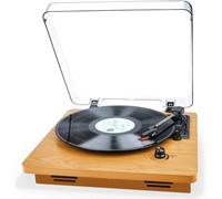 Record Player, VOKSUN Vintage Vinyl Turntable, LP Record Player, Belt Drive 3 Speed 33/45/78 RPM, with Built-in 2 Stereo Speakers, Aux-in & RCA Output & 3.5mm Headphone Jack, Natural Wood