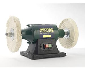 Record Power 8" Polishing/Buffing Machine with NVR Switch - 2 x 8" Buffing Wheels - Cast Iron Base - 160W, 1490rpm