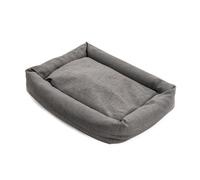 Record - Single Design Cotton Dog and Cat Bed for Dogs. Quick Drying Soft and Cozy Padded Pet Bed Rectangular Cushion for Dogs and Cats |M -70 x 50 x 17h, Dark Grey