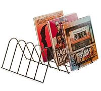 Record Stand | Storage for 75 LPs | Brochure Holder | Matt Black Metal | Record Holder Stand Magazines Books | Record Decoration Vinyl Shelf