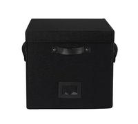 Record Storage Box Large Capacity Collapsible Organizer for Music Collection Holder in Home Office Car, Oxford Fabric Size 12.99x12.99x12.99in (Black)