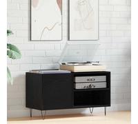 Record Storage Cabinet Black Oak 85x38x48cm Engineered Wood 3-Shelf Door Minimal