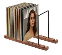 Record Storage Holder Display Stand Rack Adjustable Black Wood Vinyl Record | Vinyl Record Storage Holder Holds Up to 50 Albums for Albums Magazine Book Files 2 PCS