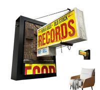 Record Store Retro Wall Light - LED Wall Sconce for Record Store - Recording Player Lighting Yellow Sign Exquisite for Restaurant Cafe Living Room Decor