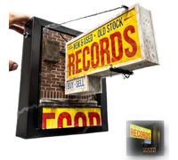 Record Store Retro Wall Light, Records Collector Gift, Vintage Record Player Neon Led Sign, Wireless Neon Recording Light Sign for Wall Decor, Live Music Neons Signs Recording Studio Decor