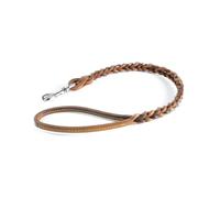 Record Two Strand Handle - Leather Lead with Steel Snap Hook - Size L - Length 75 cm - Brown and Beige - Excellent Quality