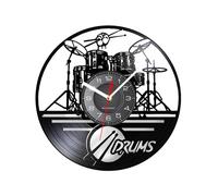 Record Wall Clock - 29.5x29.5cm Drums Music Wall Clock, Drum Kit Vinyl Record Walls Clocks | Hanging Silent Walls Watch | Records Watch For Music Party Favors Decor Decorations Unique Giffts