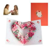 Recordable 3D Mother Day Card with 30 Second Voice Message，Handmade Floral Heart Greeting Card for Mum and Wife，Personalised Talking Keepsake for Birthday or Anniversary
