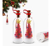 Recordable Christmas Tree in a Bottle, Voice Message Glass Ornament | Voice Recording Message Bottle, Handcrafted Snow Tree Scene, Glass Christmas Keepsake for Festive Home Decor