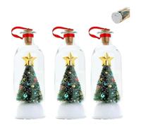 Recordable Christmas Tree Message in a Bottle, Bottle Tree Ornament Gift,Glassbottle tree ornament records your little one's voice, a sentimental with snowy scene and playback，3PC