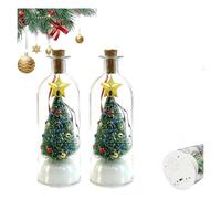Recordable Christmas Tree Message in a Bottle, Bottle Tree Ornament Gift,Glassbottle tree ornament records your little one's voice, a sentimental with snowy scene and playback，2PC