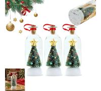 Recordable Christmas Tree Message in a Bottle Ornament, Voice Message Bottle with Playback Cork, Snowy Scene in Nostalgic Bottles, Unique Holiday Keepsake & Christmas Tree Decoration Gift (3PC)