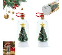 Recordable Christmas Tree Message in a Bottle Ornament, Voice Message Bottle with Playback Cork, Snowy Scene in Nostalgic Bottles, Unique Holiday Keepsake & Christmas Tree Decoration Gift (2PC)