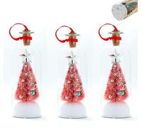 Recordable Christmas Tree Message in a Bottle, Recordable Christmas Tree Voice Message Bottle Ornament with Playback Cork,Nostalgic Snowy Scene in Bottle, Unique Home Xmas Festive Party pink 3 pieces