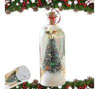Recordable Christmas Tree Voice Message Ornament, Snowy Scene in Nostalgic Bottle for Family, Friends, Home, Office