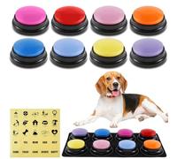 Recordable Dog Buttons for Communication - 8 Pack Multicolor Pet Talking Training Answer Buzzers with 30s Clear Sound, Anti-Slip Pad, Ideal Speech Training Starter Kit for Dogs & Cats (8pcs B)