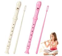 Recorder Instrument for Kids Beginners, 2 Pack 8-Hole Soprano Recorders, German Fingering C Key Descant Music Flute with Cleaning Rods and Bags, Ideal for Kids Students and School Band (Beige, Pink)