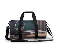 Recorder with Headphones Sport Gym Duffle Travel Bag for Women Men Overnight Weekender Bag with Shoe Compartment,Wet Pocket, style, 17.7in/9in/9in
