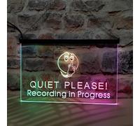 Recording in Progress Quiet Please-LED Neon Sign Featuring Colorful Flowing Effect,Perfect for Home Decoration and Creating Party Mood (Multicolor,30x20cm)