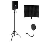 Recording Microphone Stand isolation shield with Heavy Tripod stand, Professional Recording Studio Podcast Equipment Kit with Pop Filter & 3/8 to 5/8 Adapter for Blue Yeti and Other Condenser Mic