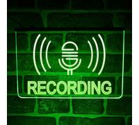 Recording On Air Neon LED Light Sign | Multicolour Hanging Wall Display for DJ Booth, Music Studio, YouTube, Podcast, Radio Room | USB Powered (Green)