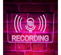 Recording On Air Neon LED Light Sign | Multicolour Hanging Wall Display for DJ Booth, Music Studio, YouTube, Podcast, Radio Room | USB Powered (Pink)