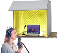 Recording studio, Microphone Isolation Booth Cube,Desktop Soundproof Cover,Portable Vocal ,isolation Booth，Portable Recording For Music Studio Bedroom Home, Decreg Noise,for(Yellow-80*80*80cm)