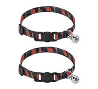 Records Retro Black Comfortable Cat Collar, 2 Pack Cat Collar Breakaway with Bell
