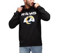 Recovered Men's NFL Hooded Sweatshirt - Adult Los Angeles Rams Football Team Logo Printed Cotton Pull Over Casual Hoodie - Black XL