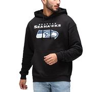 Recovered NFL Hooded Sweatshirt - Seattle Seahawks Men Cotton Football Hoodie Jackets Pullover Front Pockets for Sports Gym Workout Jogging Black-XXXL