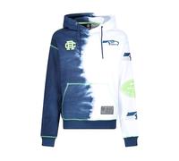 Recovered Seattle Seahawks NFL Ink Dye Effect Dark Blue on White Hoody