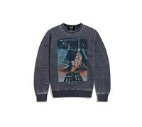 Recovered Star Wars Movie Retro French Poster, A New Hope Movie Poster Sweatshirt - Blue, Size: XXL - Officially Licensed - Mens/Unisex Vintage Style