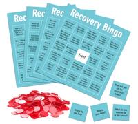 Recovery Bingo Game with 24 Cards and 600 Cross Chips Questions Recovery Bingo for Adults Addiction Group Family Vacation Holiday Party Favors