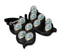 Recovery Butterfly Sobriety Coin Holder - Courage to Change AA Coin Display Case - Black Solid Wood AA Chips and Medallions Rack Stand - 7 Row 20 Token Celebrate Milestone Alcoholics Anonymous Gifts