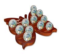 Recovery Butterfly Sobriety Coin Holder - Courage to Change AA Coin Display Case - Brown Solid Wood AA Chips and Medallions Rack Stand - 7 Row 20 Token Celebrate Milestone Alcoholics Anonymous Gifts