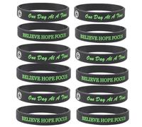 Recovery Gifts for Men Women,One Day at A Time Silicone Bracelets Sports Rubber Wristband NA AA Recovery Addiction Inspirational Bracelet Positive Serenity Protection Jewelry, M, Silicone, Agate