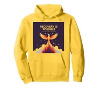 Recovery Is Possible Phoenix Rising Inspirational Pullover Hoodie, Adult Unisex, Lemon, L