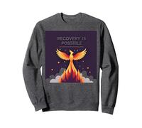 Recovery Is Possible Phoenix Rising Inspirational Sweatshirt, Adult Unisex, Dark Heather Grey, L