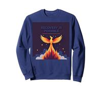 Recovery Is Possible Phoenix Rising Inspirational Sweatshirt, Adult Unisex, Navy, L