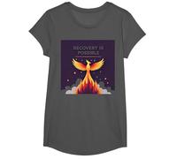 Recovery is Possible Phoenix Rising Inspirational T-Shirt, Girls, Asphalt Grey, Medium