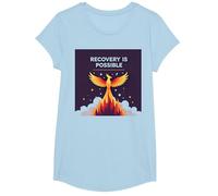 Recovery is Possible Phoenix Rising Inspirational T-Shirt, Girls, Baby Blue, Medium