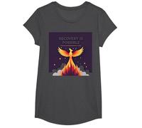 Recovery is Possible Phoenix Rising Inspirational T-Shirt, Girls, Dark Heather Grey, XS