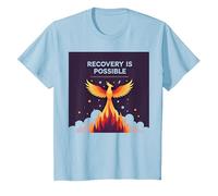 Recovery is Possible Phoenix Rising Inspirational T-Shirt, Kids, Baby Blue, 4 Years
